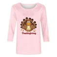 thumbnail image 4 of VKOYWKM Thanksgiving Turkey Shirts for Women 3/4 Sleeve Tops Turkey Graphic T Shirts Fall Crew Neck Funny Family Party Blouses, 4 of 4