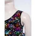 thumbnail image 5 of TiaoBug Girls Sparkle Sequins Hip Hop Jazz Dance Shirt Cropped Tank Top Kids Metallic One Shoulder Crop Top Colorful 16, 5 of 7