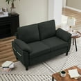 thumbnail image 2 of Soscana Loveseat with Storage Side Pockets, 2 Seat Sofa Love Seat Small Couch for Living Room Bedroom Apartment Office Studio,Black, 2 of 8