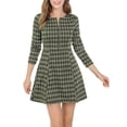 thumbnail image 1 of INSPIRE CHIC Vestido Mini de Manga Larga con Cierre y Corte en A de Cuadros Vintage para Mujeres L Verde Oscuro, 1 of 7