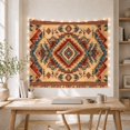 thumbnail image 5 of Southwestern Layered Diamond with Rust Teal Bands, Warm Rustic Style for Western Decor Fans, Geometric Wall Art, Housewarming Gift, Tapestry Wall Hanging for Cabin and Dorm, 5 of 7