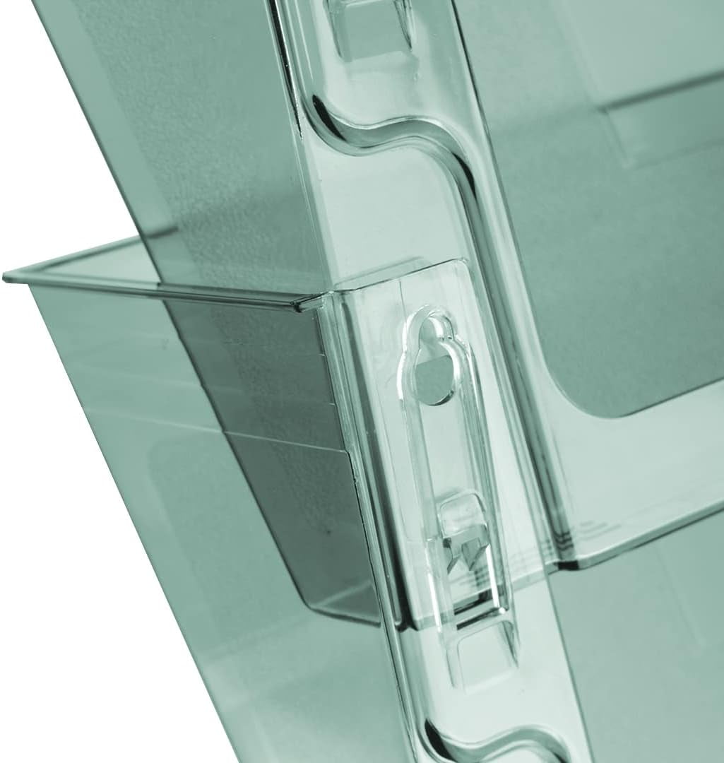 Acrimet Wall Mount Pocket File Organizer Holder Modular Letter Size A4 Plastic (Hangers Included) (Clear Green Color) (3 Pack)