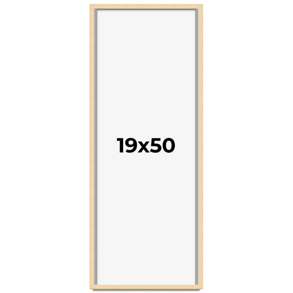19x50 Frame Natural Wood Picture Frame | 0.75 Inch Moulding Width | with UV Acrylic Plexiglass,