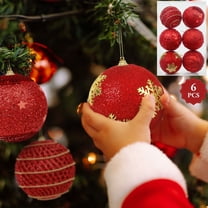 Scidweet Christmas Balls Ornaments, 6 Pcs 4" Hanging Balls Christmas Tree Decorations Sets Xmas Ornaments for Indoor Outdoor Holiday Party Xmas Home Decor, Red
