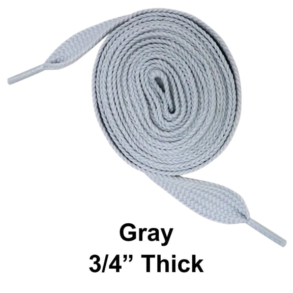 TUWAFE Gray Thick 3/4" Width Flat Athletic Sneaker 54 Inch Thick Shoe Laces