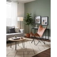 thumbnail image 2 of Cresta Modern Tan Butterfly Chair | Handmade Genuine Leather Seat | Iron Frame Accent Chair for Living Room, Bedroom & Lounge | Foldable Indoor Seating, 2 of 8
