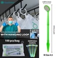 thumbnail image 3 of Disposable Dental Mirrors with Spatula Handle, Individually Wrapped, 100 Pack – Green, 3 of 7