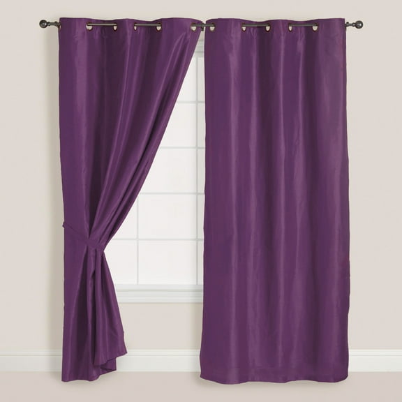 2x Panels/Pair Faux Suede Metal Grommet Curtain Drape Set Washable Purple 54 x 84