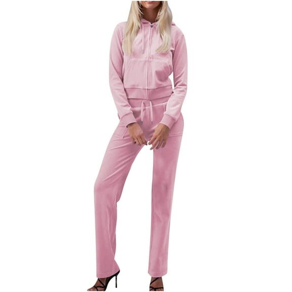 Scyoekwg Womens Two Piece Sets Fall Outfits Long Sleeve Sweatshirt Long Pants Casual Matching Outfits Fashion Sweatsuit Tracksuit (Pink,L)