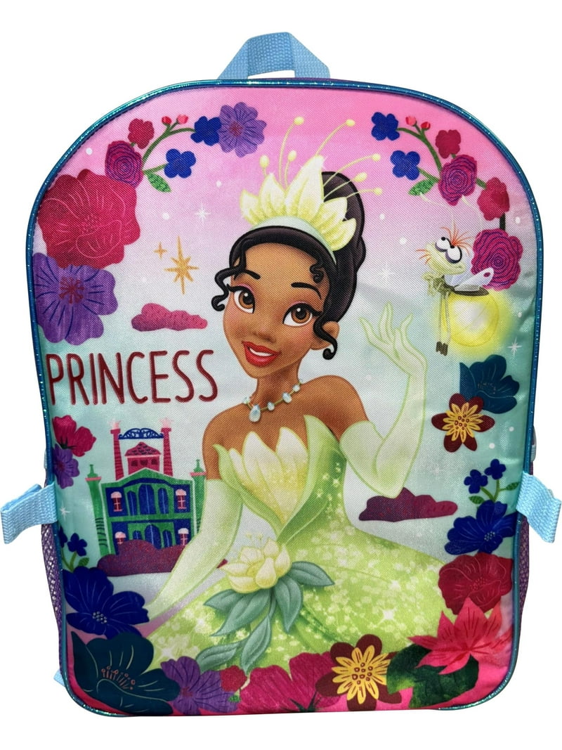 Disney Girls 16 inch Princess Tiana Backpack and Lunchbag 