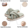 thumbnail image 3 of Zapatillas de mujer con banda cruzada, suaves y peludas, de felpa, cálidas, acogedoras, con puntera abierta, esponjosas, para el hogar, cómodas, para invierno, interiores y exteriores, transpirables, 3 of 5