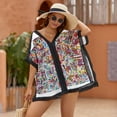 thumbnail image 2 of Otomi Fabric Mexico Art Women's Swimsuit Coverup Summer Beach Cover Up Bathing Suit Dress, 2 of 6