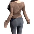 thumbnail image 4 of Women'S Long Sleeve Tops, Scoop Neck Ribbed Knit Shirt Slim Fit Pullover Sweater Basic Thermal Shirt Camel Color XL, 4 of 9