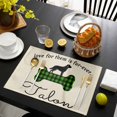 thumbnail image 3 of Green Black Buffalo Checkered Placemats Set of 6, Bones Cute Dogs Pets Placemats for Dining Table, Place Mats for Kitchen Tabletop, Waterproof Wipeable Dining Table Mats Set, 3 of 9