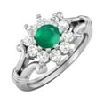 thumbnail image 2 of 4.5MM Round Shape Green Onyx 925 Silver Cluster Women Valentines Day Gifts Ring, 2 of 4
