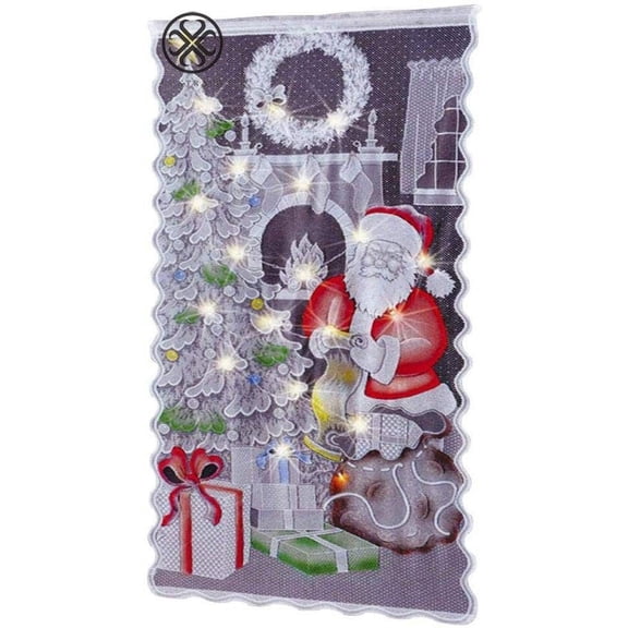 Luxtrada Christmas Lace Curtains Santa Claus Curtains Panel Bedroom Living Room Xmas Decor (Santa Claus)