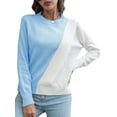 thumbnail image 1 of Women Sweater O Neck Splicing Color Casual Pullovers, 1 of 8