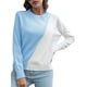 thumbnail image 1 of Camiseta mujer, Suéter de mujer O Cuello Empalme Color Suéteres casuales Tomshoo Aqua/Pequeña, 1 of 7
