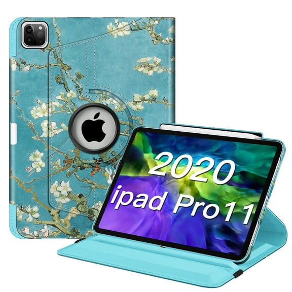 Fintie iPad Pro 11 Case 2020 360 Degree Rotating Stand Cover with Pencil Holder Auto Sleep/Wake, Blossom