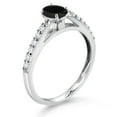 thumbnail image 3 of Gem Stone King 10K White Gold Black Onyx and White Lab Grown Diamond Engagement Ring for Women (0.58 Cttw, Oval 6X4MM, Gemstone December Birthstone, Size 8), 3 of 4