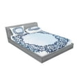 thumbnail image 2 of Ambesonne Vintage Fitted Sheet & Pillow Sham Set, Floral Circle Illustration, Queen, Blue, 2 of 2