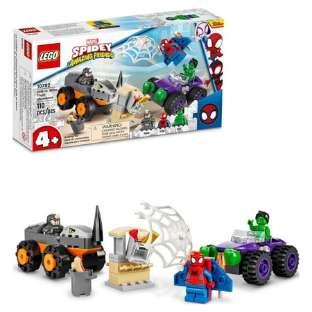 UPC: 0673419354929 | LEGO Marvel Hulk vs. Rhino Monster Truck Showdown 10782 Learning Toy for 4 Year Olds with Spider-Man Minifigure Inspired by the Spidey And His Amazing Friends Series