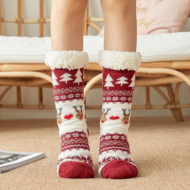 Calcetines navideños para mujer, con forro polar cálido, tejidos antideslizantes MABOTO Estilo 2