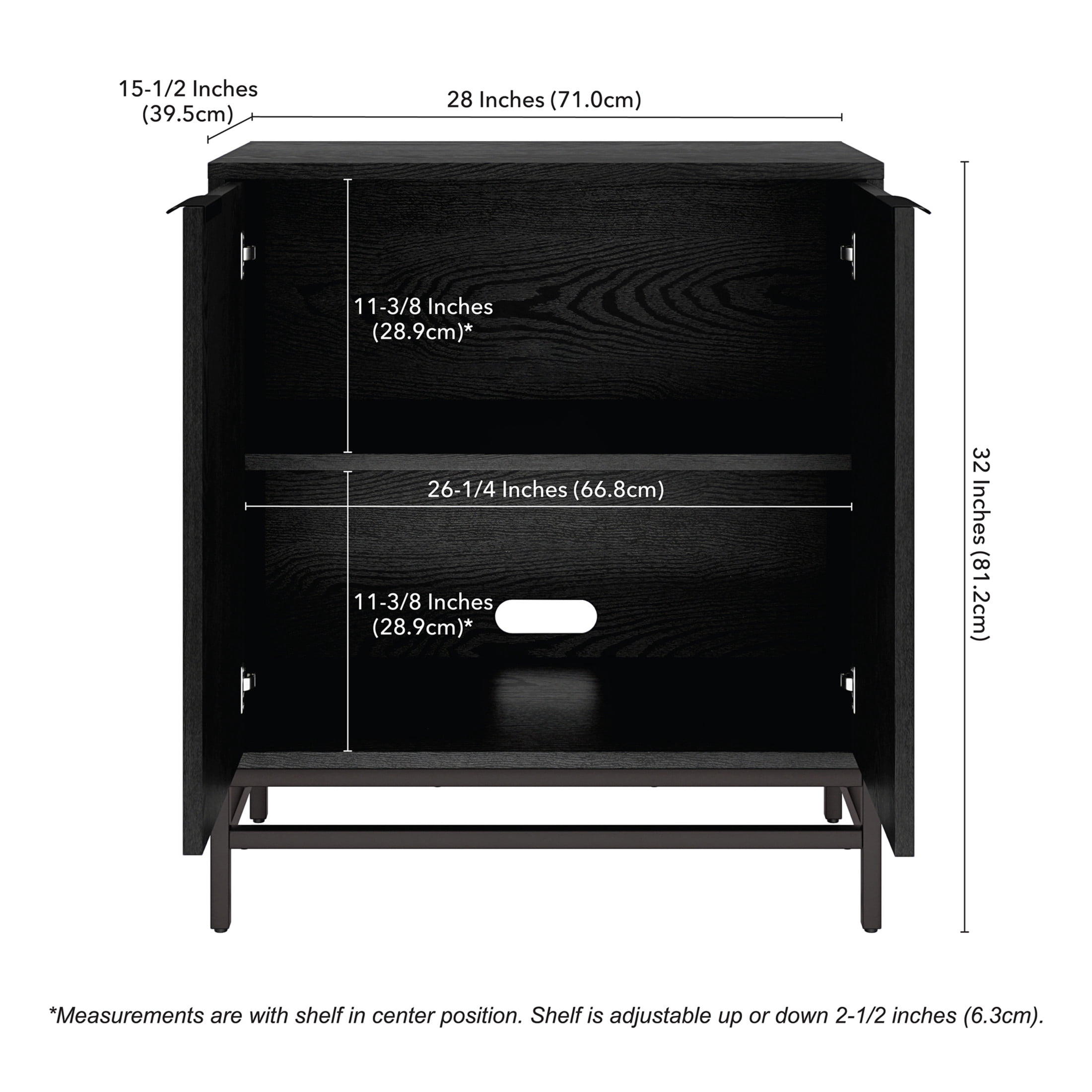 Evelyn&Zoe Modern/Contemporary 28" Wide Black Grain Accent Cabinet