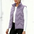 thumbnail image 2 of HAiming Quilted Vest for Women Lightweight Zip up Stand up Sleeveless Winter Warm Casual Padded Outerwear with Pockets Purple M, 2 of 9