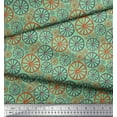 thumbnail image 3 of Soimoi Green Modal Satin Fabric Wheel Ethnic Decor Fabric Printed Yard 42 Inch Wide, 3 of 3