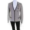 Pre-owned|Escada Womens Wool Floral Embroidered Button Up Cardigan Sweater Ivory Size 40