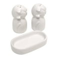 thumbnail image 3 of NOVICA Handmade Ceramic Salt and Pepper Set Cat in White Hues Made Bali Indonesia Tableware Serveware Sets Animal Themed 'Bright Felines', 3 of 5