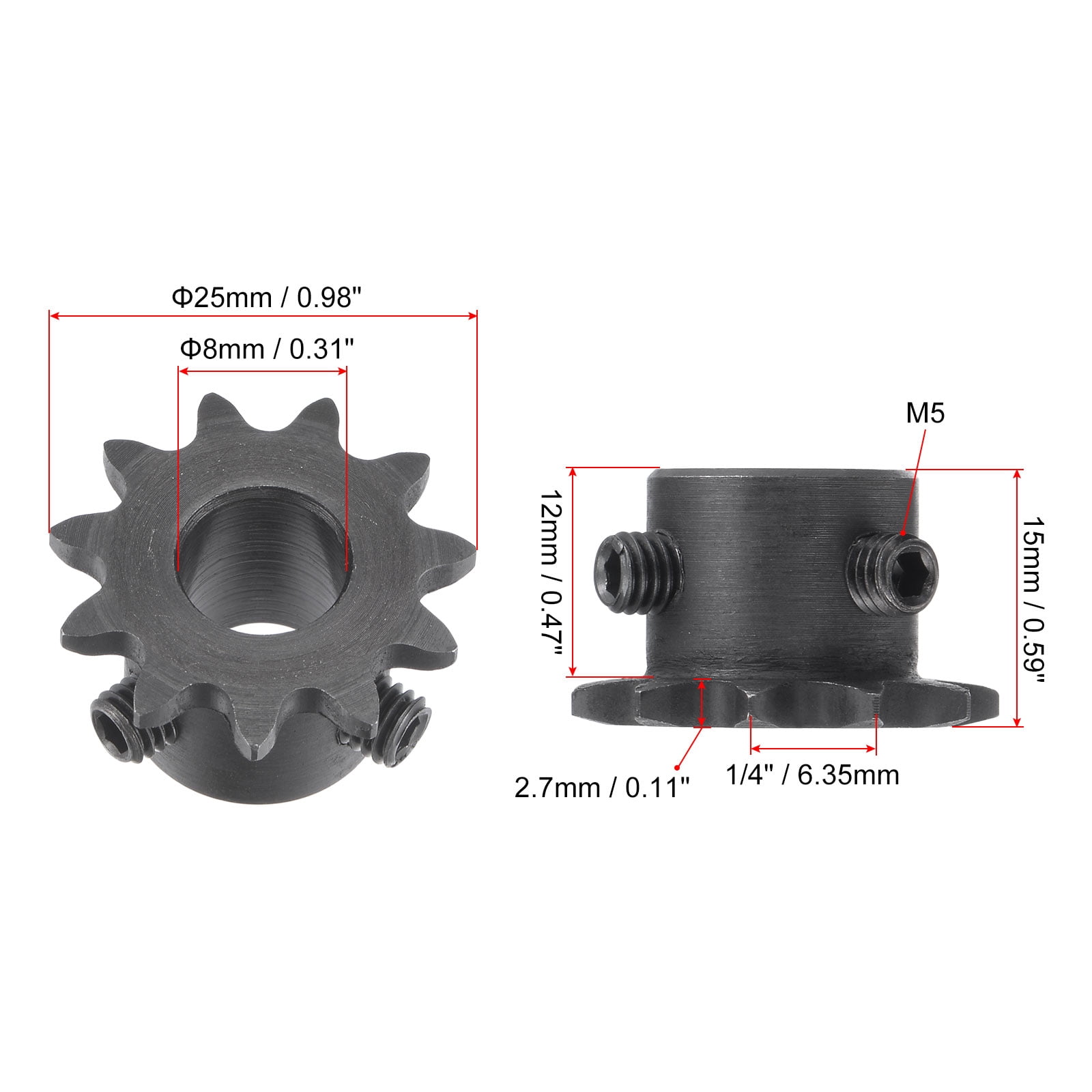 Unique Bargains Teeth Sprocket Made Of Carbon Steel With Set Screw For Secure Mounting 8mm