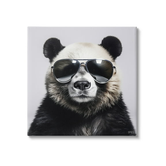 Stupell Industries Trendy Panda in Glasses Animals & Insects Painting Gallery Wrapped Canvas Art Print Wall Art, 17 x 17