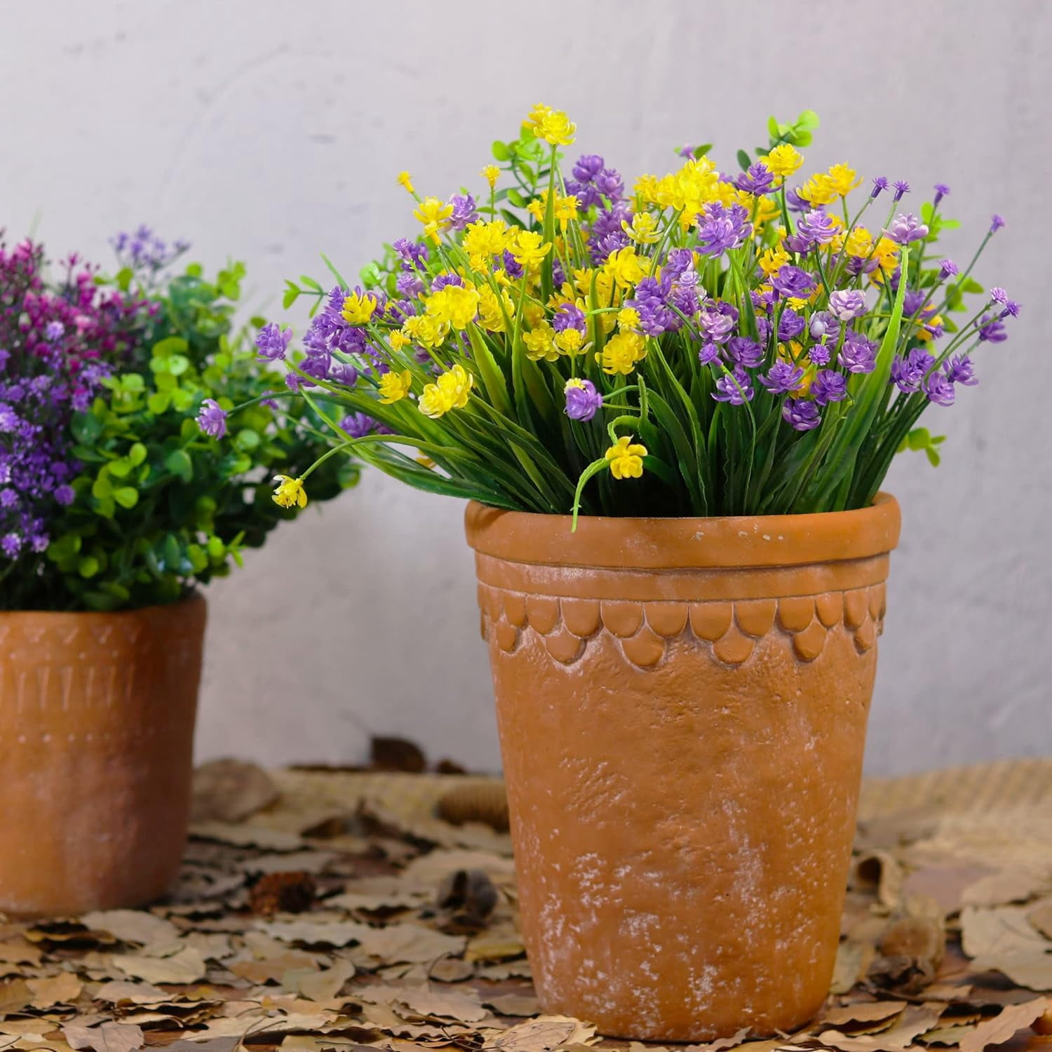 12 Bundles Artificial Flowers for Outdoors, UV Resistant No Fade Faux Plastic Shrubs Greenery Plants for Garden Patio Porch Window Box Home Indoor Farmhouse Hanging Planter Décor (Meadow Fresh)