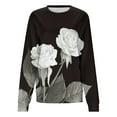 thumbnail image 4 of VNKIDY Women's Sweatshirt Autumn Spring Oversized Rose Prints Pullover Long Sleeve Crewneck Loose Fit Sweatshirts For Cold Weather Lovely Tops, 4 of 5