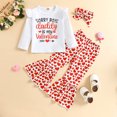 thumbnail image 2 of Youmylove Two Piece Girls Outfits Toddler Girls Valentine'S Day Long Sleeve Letter T Shirt Pullover Tops Hearts Printed Bell Bottoms Pants Kids Outfits, 2 of 9