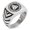 Silver, variant on Stainless Steel Triskelion Triple Horn of Odin Viking Chevron Pattern Biker Style Polished Ring