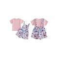 thumbnail image 2 of BemeyourBBs Toddler Baby Girls Summer Clothes Infant Girls 2 Piece Camouflage Outfits Short Sleeve Ribbed T Shirt Tops and Pockets Bib Overalls Camo Suspender Shorts Sets, 2 of 9