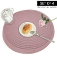 thumbnail image 1 of 15 in Round Woven Vinyl Placemats Set of 4, Modern Non-Slip Insulation Placemat Washable Table Mats for Dining Table, Braided Cotton Place Mats for Kitchen Dining Table Holiday Party – Pink, 1 of 7