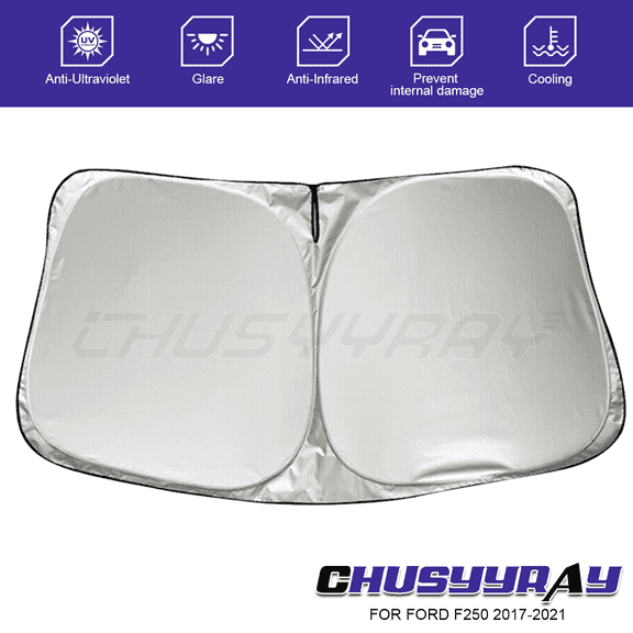 CHUSYYRAY Foldable Windshield Sun Shade for Ford F250 2017-2021 Front Windshield 1 Pack 61.02" x 29.72"