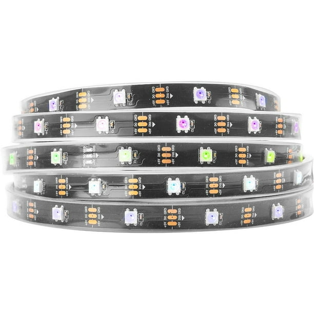 BTF-LIGHTING WS2812B Tira de luces LED 1m 5m 30LEDs/m 60LEDs/m IP30 IP65 IP67 5050SMD Direccionable individualmente PCB blanco negro flexible Tira de píxeles LED a todo color Dream Color DC5V