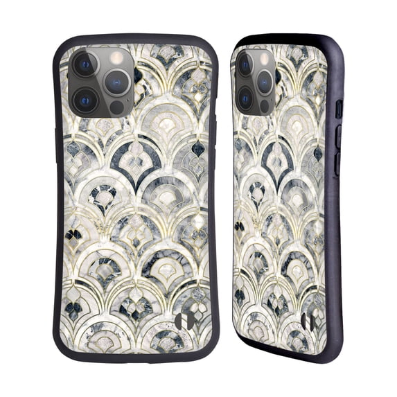 Head Case Designs Officially Licensed Micklyn Le Feuvre Marble Patterns Monochrome Art Deco Tiles Hybrid Case Compatible with Apple iPhone 14 Pro Max
