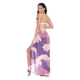 thumbnail image 3 of FORMRS Womens Long Sarong Beach Wrap Semi-Sheer Bikini Skirt Bathing Swimsuit Cover Up, Purple Wave Pattern, 3 of 7