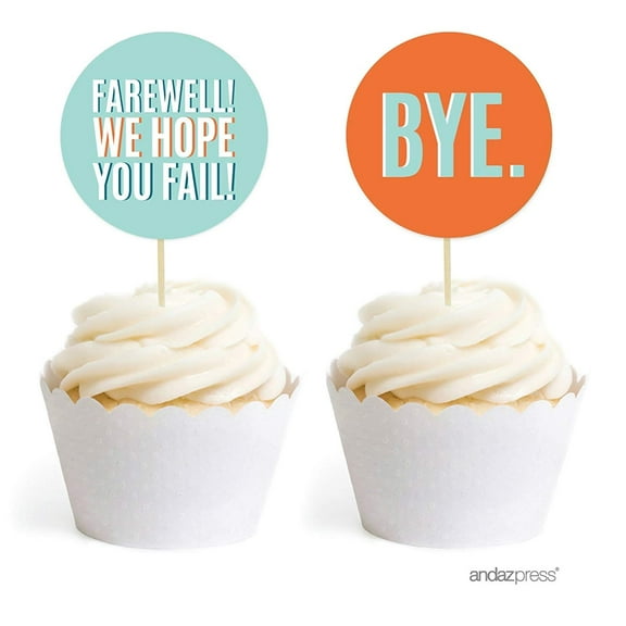 Funny Farewell Retirement Party Decorations, Farewell! We Hope You Fail, Cupcake Toppers DIY Kit, 20-Pack