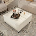 thumbnail image 4 of Veanerwood Vintage Tufted Leather Multifunctional Ottoman with Storage, 31.5", White, 4 of 9