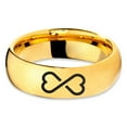 thumbnail image 2 of Tungsten Infinity Heart Shaped Emoji Art Band Ring 7mm Men Women Comfort Fit 18k Yellow Gold Dome Polished, 2 of 4