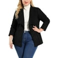 thumbnail image 5 of Agnes Orinda Women's Plus Size Lapel Drop Shoulder Long Sleeves Open Front Jacket 1X Black, 5 of 7