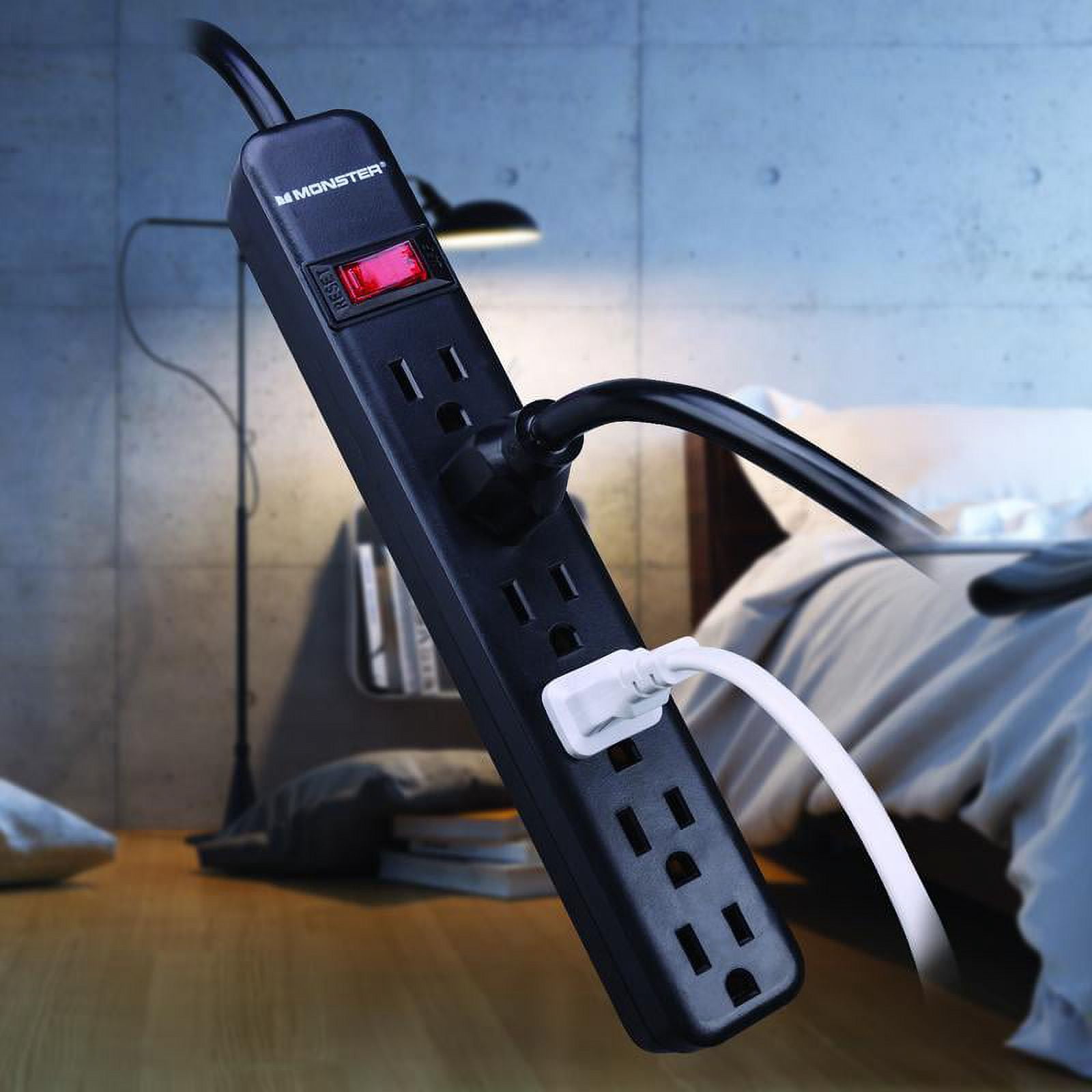 Monster 3001099 2 ft. 6 Outlets Power Strip with Surge Protection, Black