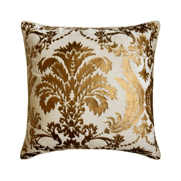 Decorative Pillow Covers, Throw Pillow Cover For Couch, White 18x18 inch (45x45 cm) Metallic Gold Damask Decorative Pillow Covers, Victorian Style - Gold Festive